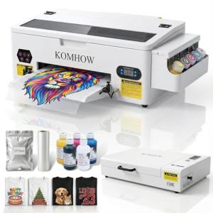 KOMHOW R1390 DTF Printer - A3 Tshirt Printing Machine, Direct to Film Heat Transfer Printer with White Ink Circulation System, DIY Print for Clothing(Includes Oven)