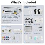 KOMHOW R1390 DTF Printer - A3 Tshirt Printing Machine, Direct to Film Heat Transfer Printer with White Ink Circulation System, DIY Print for Clothing(Includes Oven)