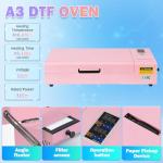 FAFAIR A3 DTF Printer with White Ink Mixing System & Auto Clean, L1800 DTF Printing Machine, High Speed Production DTF Printer Bundles for Apparel Shoes Hats, (L1800+Oven, Pink)