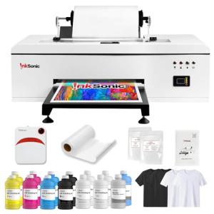 INKSONIC R1390 DTF Printer, C13 T-Shirt Printing Machine with Heat Press, Beginner-Friendly A3 DTF Printer Bundles, Direct to Film, White Ink Circulation, Auto-Clean