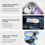 DTF Printer XP600 with White Ink Mixing System and Roll Feeder DTF Transfer Printer Machine Super Fast Speed Direct to Film Printer for T-Shirts Hoodies Textiles (Printer + Heat Press + Shaker Dryer)