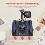 VEVOR 8 in 1 Heat Press Machine 15x15 Inch, 360° Swing Away Shirt Press Machine - Digital Professional Heat Transfer Tshirt Press Machine, Sublimation Heat Press for T Shirts Hat Cap Mug Plate Blue