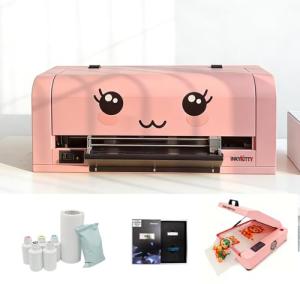 INKYKITTY Pink A3 Roll-to-Roll DTF Printer with Industrial Printhead, White Ink Recirculation System & USB Connectivity, High-Resolution Direct to Film Transfer Printer for Small Business Production