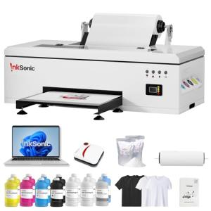 INKSONIC R1390 DTF Printer Machine, A3 T-Shirt Printing Machine with Laptop, 13" Format DTF Printer Bundles, Direct to Film Heat Transfer, White Ink Circulation, T-Shirt Maker for Clothes Design,1390