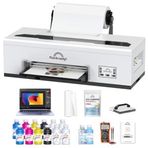 RAINBOWDGT R1390 DTF Printer, A3 T-Shirt Printing Machine with Laptop Bundle, 13" DTF Apparel Printer, Direct to Film Heat Transfer, Suitable for Cotton, Denim, Canvas