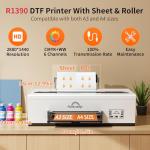 RAINBOWDGT R1390 DTF Printer, A3 T-Shirt Printing Machine with Laptop Bundle, 13" DTF Apparel Printer, Direct to Film Heat Transfer, Suitable for Cotton, Denim, Canvas