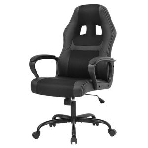Ergonomic Gaming Chair with Lumbar Support - Black
