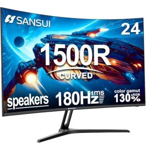 SANSUI 24" Curved Gaming Monitor - 180Hz, FHD