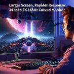 SANSUI 34" Curved Gaming Monitor UWQHD 165Hz