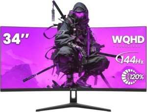 CRUA 34" Curved Ultrawide Gaming Monitor 144Hz