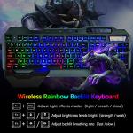Wireless Rainbow Backlit Gaming Keyboard and Mouse