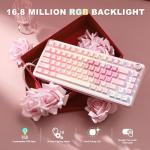 YUNZII B75 PRO Wireless Mechanical Keyboard - Pink