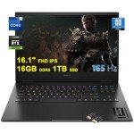 HP Omen 16 Gaming Laptop | 16.1" FHD 165Hz sRGB 100% G-SYNC | Intel 24-core i9-13900HX | 16GB DDR5 1TB SSD | GeForce RTX 4060 | Backlit Thunderbolt FHD Camera Win11Pro w/DLCA Accessory