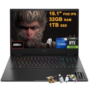 HP Omen 16 Gaming Laptop 16.1" FHD 165Hz (sRGB 100%, G-SYNC) Intel 24-core i9-13900HX 32GB RAM 1TB SSD GeForce RTX 4060 8GB RGB Backlit Thunderbolt FHD Privacy Camera Fast Charge Win11 w/ICP Accessory