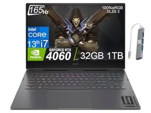 HP OMEN 16 16.1" FHD 165Hz Gaming Laptop (Intel 13th Gen Core i7-13620H, 32G DDR5 RAM, 1TB SSD, Geforce RTX 4060 8GB) Backlit Gaming Laptop, WiFi 6E, IST Hub, Win11 Home, 2024, Black
