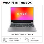 HP OMEN 16 inch Laptop, FHD 144Hz Display, Intel Core i7-14700HX, 16 GB RAM, 512 GB SSD, NVIDIA GeForce RTX 4060 GPU (8 GB Dedicated), Windows 11 Home, 16-ae0009nr (2024)