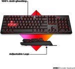 OMEN Encoder Mechanical Gaming Keyboard - Cherry MX Red Keys Switches, LED Backlit, USB Wired, Anti-ghosting, Full N-Key Rollover, Compatible Windows 10, XBOX for PC Gamers - 6YW76AA (Renewed)