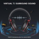 EKSA E900 Pro USB Gaming Headset for PC - Computer Headset with Detachable Noise Cancelling Mic, 7.1 Surround Sound, 50MM Driver - Headphones with Microphone for PS4/PS5, Xbox One, Laptop, Office