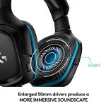 Logitech G432 Wired Gaming Headset, 7.1 Surround Sound, DTS Headphone:X 2.0, Flip-to-Mute Mic, PC (Leatherette) Black/Blue