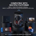 EKSA E900 Pro USB Gaming Headset for PC - Computer Headset with Detachable Noise Cancelling Mic, 7.1 Surround Sound, 50MM Driver - Headphones with Microphone for PS4/PS5, Xbox One, Laptop, Office