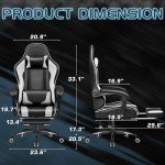 Homall Gaming Chair, Video Game Chair with Footrest and Massage Lumbar Support, Ergonomic Computer Chair Height Adjustable with Swivel Seat and Headrest (White)