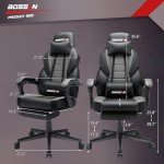 BOSSIN Ergonomic Gaming Chair with Massage & Footrest