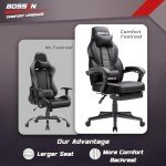 BOSSIN Ergonomic Gaming Chair with Massage & Footrest
