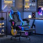 Furmax RGB Gaming Chair with Footrest & Massage
