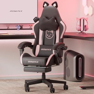 Cute Cat Ear Gaming Chair with Massage Support