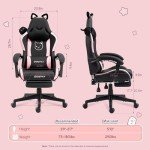 Cute Cat Ear Gaming Chair with Massage Support
