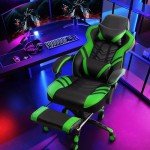Goplus Green Gaming Chair with Footrest and Support