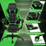 Goplus Green Gaming Chair with Footrest and Support