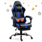 HOMHUM Ergonomic Gaming Chair with Footrest - Blue
