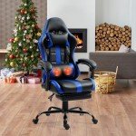 HOMHUM Ergonomic Gaming Chair with Footrest - Blue