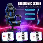 HOMHUM Ergonomic Gaming Chair with Footrest - Blue