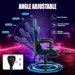 HOMHUM Ergonomic Gaming Chair with Footrest - Blue
