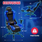 ECOTOUGE Ergonomic Gaming Chair with Footrest - Blue