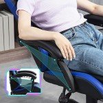 HOMHUM Ergonomic Gaming Chair with Footrest - Blue