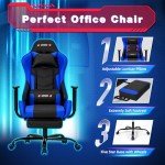 ECOTOUGE Ergonomic Gaming Chair with Footrest - Blue