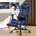 ECOTOUGE Ergonomic Gaming Chair with Footrest - Blue