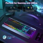 TECKNET RGB Silent Gaming Keyboard with Wrist Rest