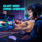 Yesbeaut Rainbow LED Gaming Keyboard with Wrist Rest