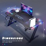 LED Gaming Desk 47" Ergonomic Carbon Fiber Black