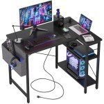 TIQLAB 40-Inch L-Shaped Gaming Desk with Power Outlets