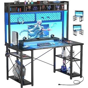 Armocity 2024 LED Gaming Desk with Hutch