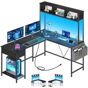Yoobure L-Shaped Gaming Desk in Black