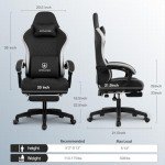 GTPLAYER Ergonomic Gaming Chair with Footrest (Black)