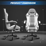 YSSOA White Ergonomic Gaming Chair with Footrest