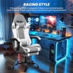 YSSOA White Ergonomic Gaming Chair with Footrest