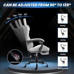 YSSOA White Ergonomic Gaming Chair with Footrest